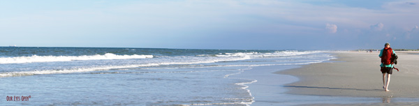 Surf with the tide going out on the beach at Little Talbot Island State Park.