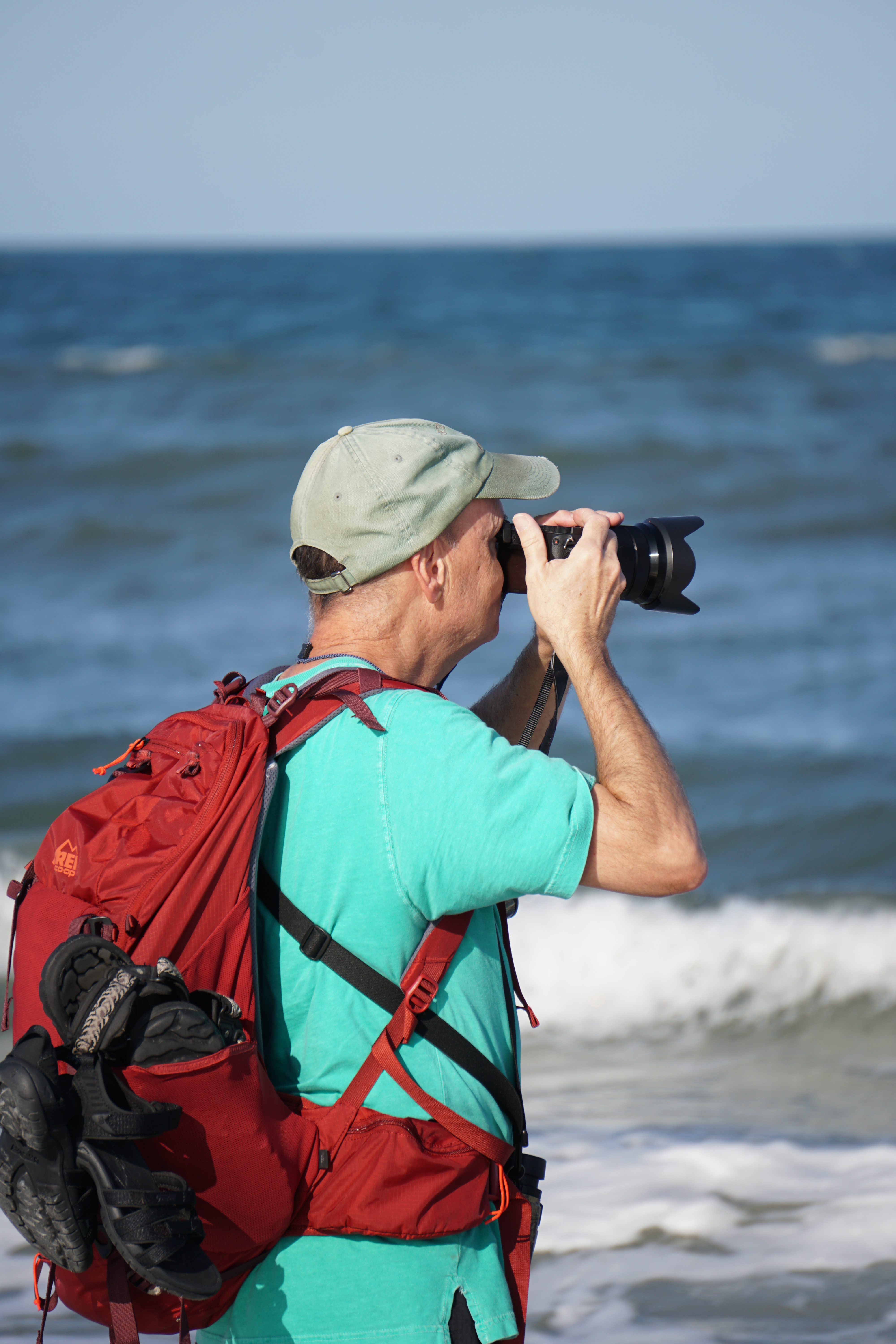 Frank Good at Little Talbot Island State Park Beach shooting video of birds
