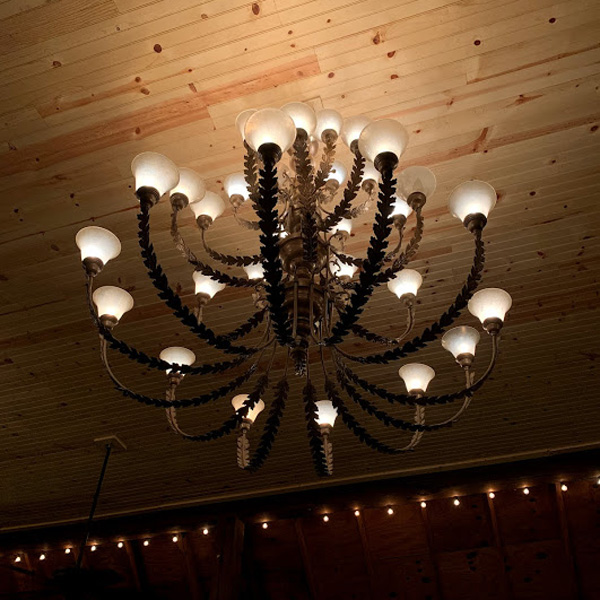 Chandelier at Hightower Falls Wedding Barn.