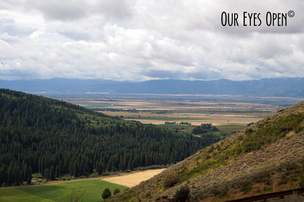 Looking down into the valley from Caribou-Targhee National Forest.  Storm clouds were moving in.