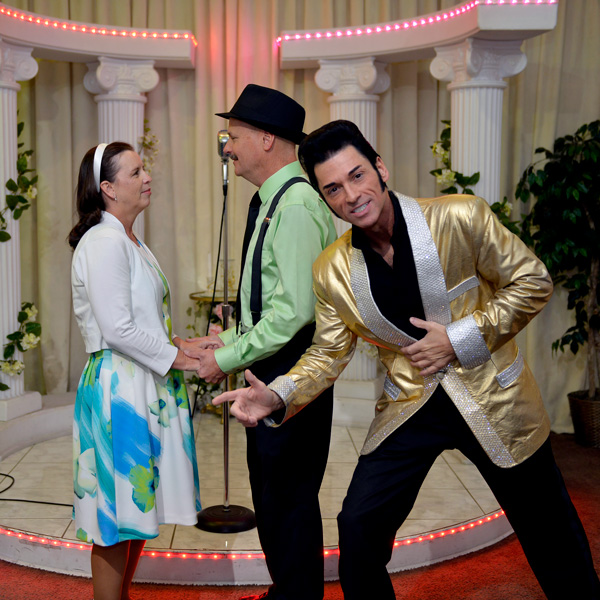 Frank and me with our Elvis impersonator during our wedding ceremony in Las Vegas, Nevada.